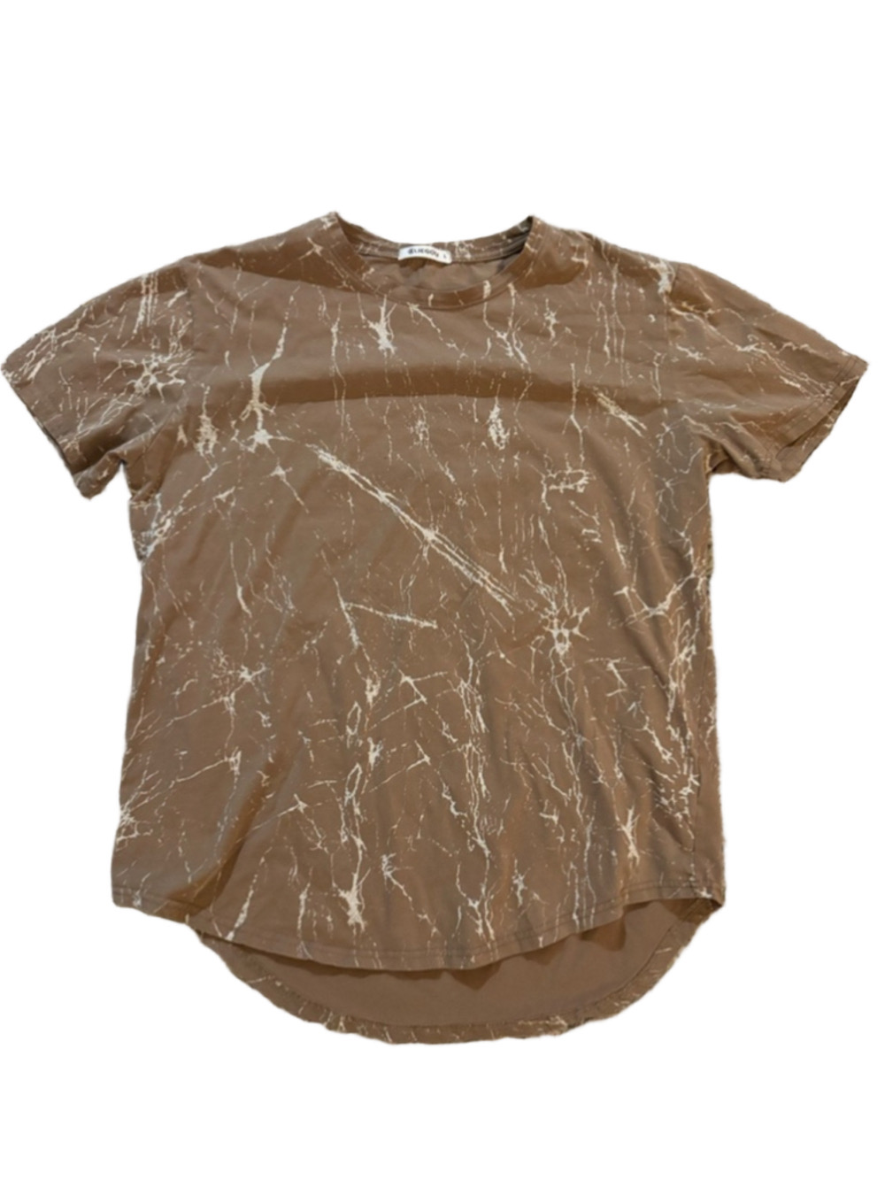 Men's BLIEGOU Brown & White Marble Short Sleeve Tee L